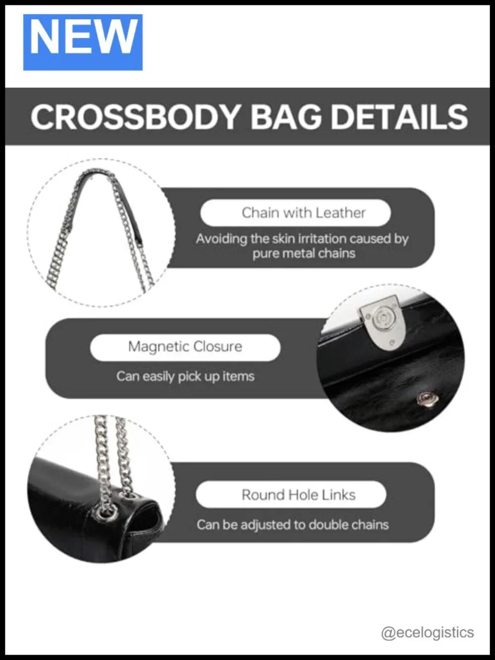 Genuine Leather Crossbody Shoulder Bag Chain Purse Women